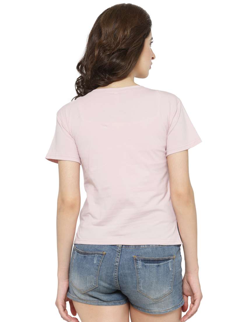 women's chest print round neck t-shirt - 18479828 - Standard Image - 2