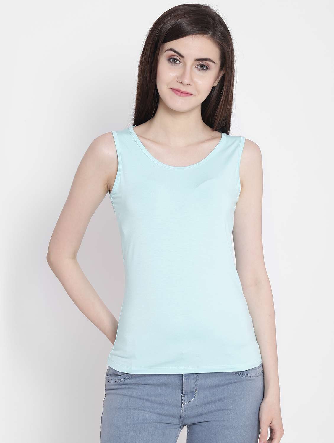 women's straight round neck top