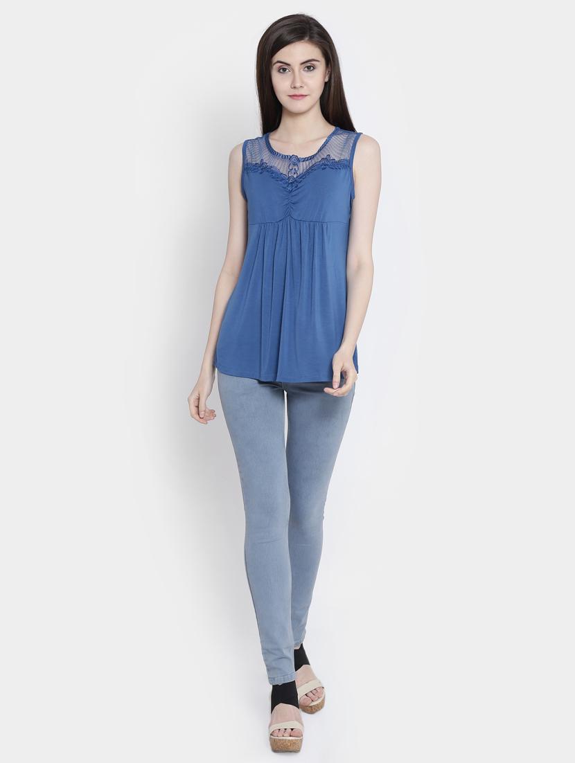 women's straight round neck top - 18479848 - Standard Image - 2