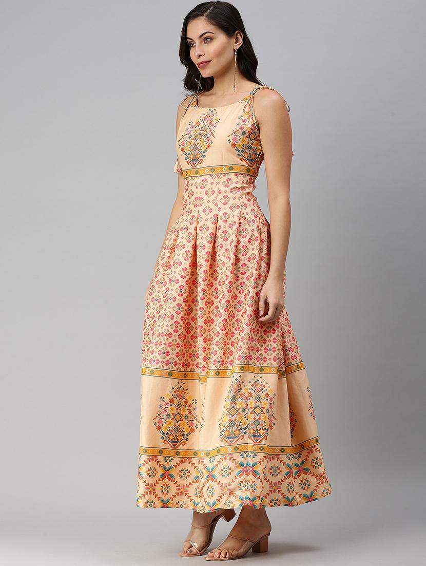 tie knot shoulder printed maxi dress - 18480198 - Standard Image - 2