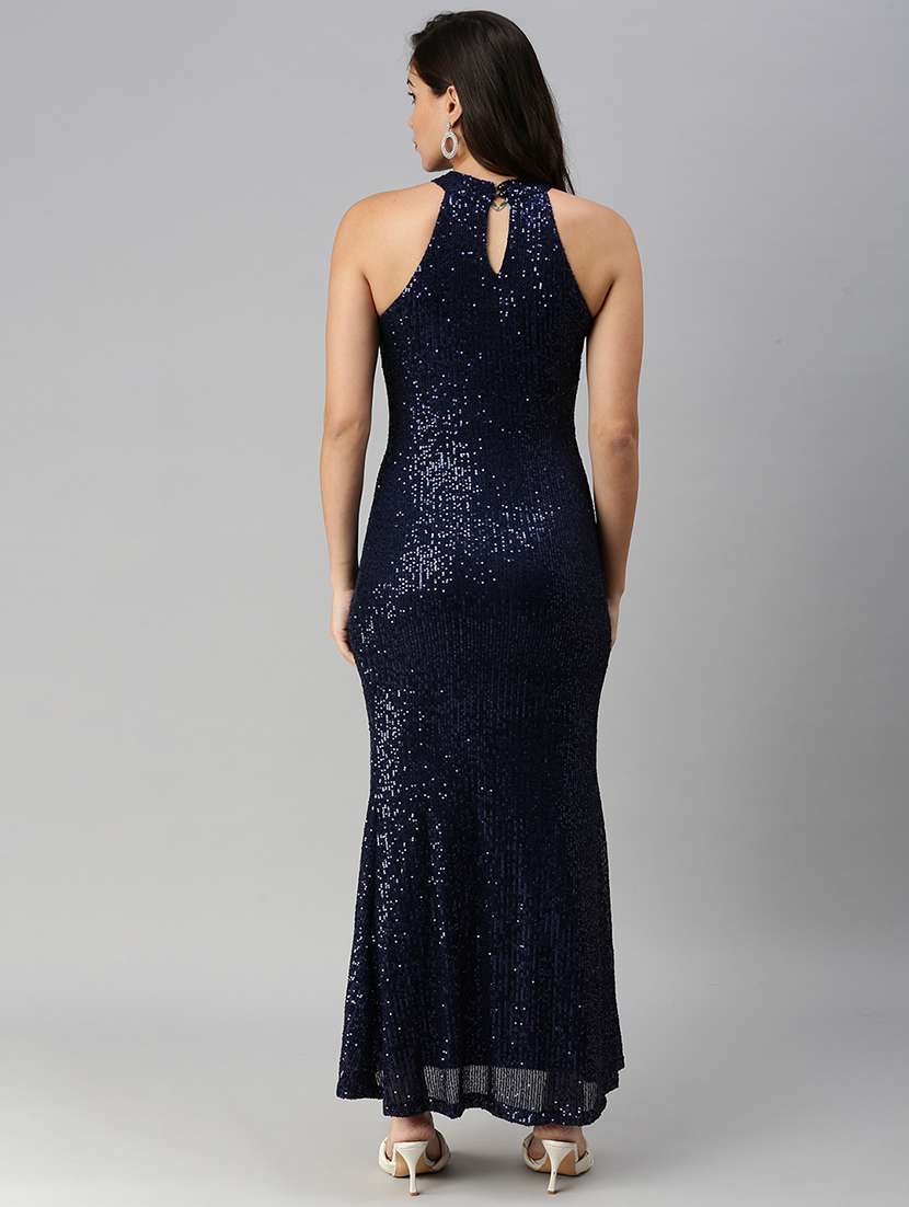 halter neck high slit bodycon dress - 18480254 -  Standard Image - 2