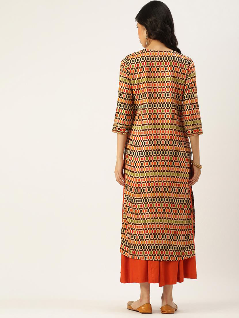 women's straight kurta - 18480672 - Standard Image - 2