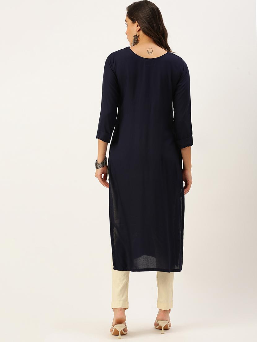 embroidered straight kurta - 18480763 - Standard Image - 2