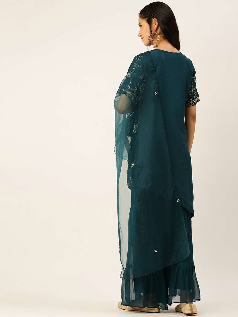 women embellished kurta sharara with dupatta set - 18480925 - Standard Image - 2