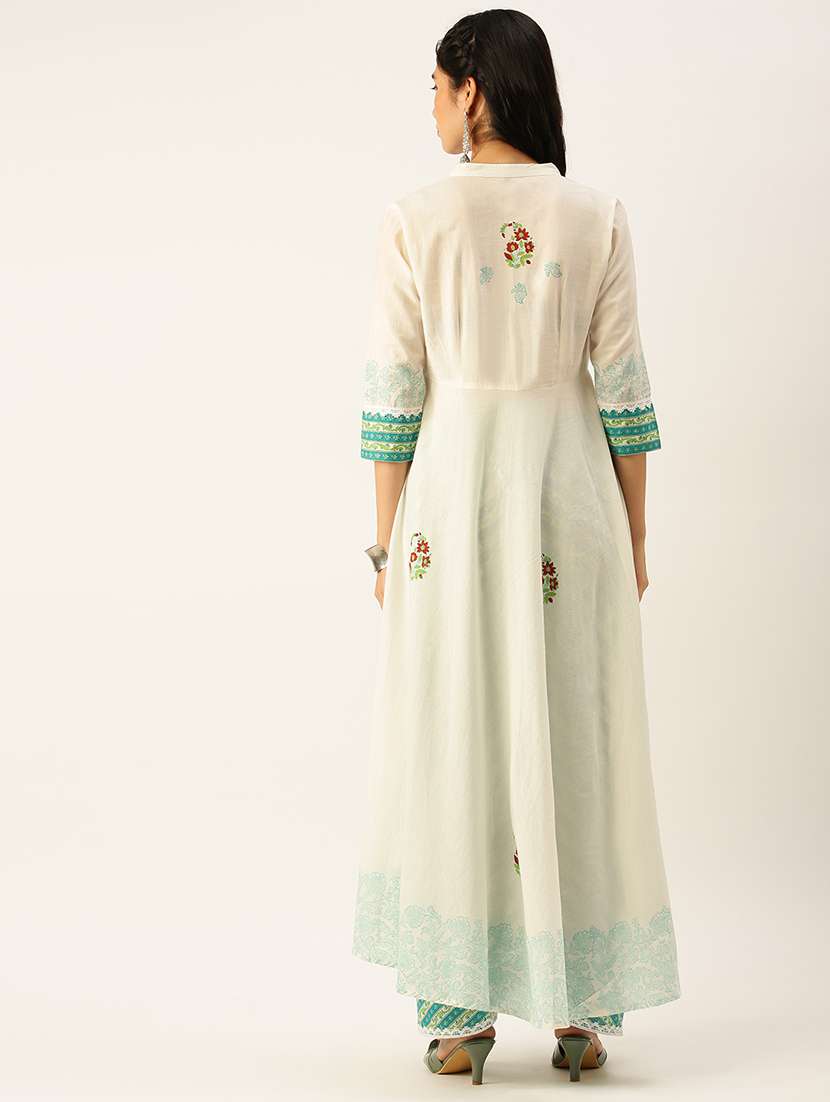 women paisley mandarin neck kurta palazzo set - 18480941 -  Standard Image - 2