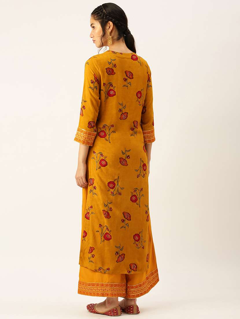 women floral round neck kurta palazzo set - 18480950 -  Standard Image - 2