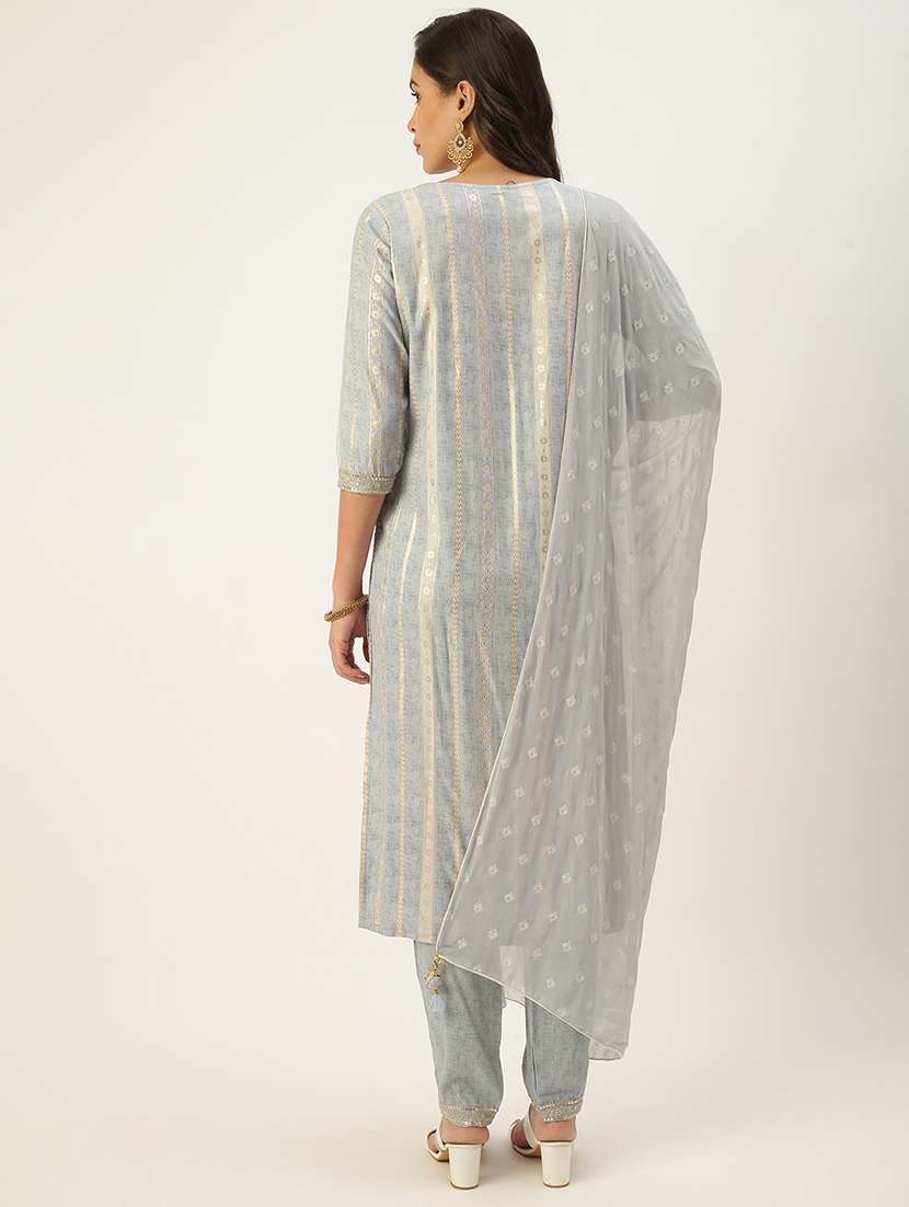 women three quarter sleeve kurta pant with dupatta set - 18480968 -  Standard Image - 2