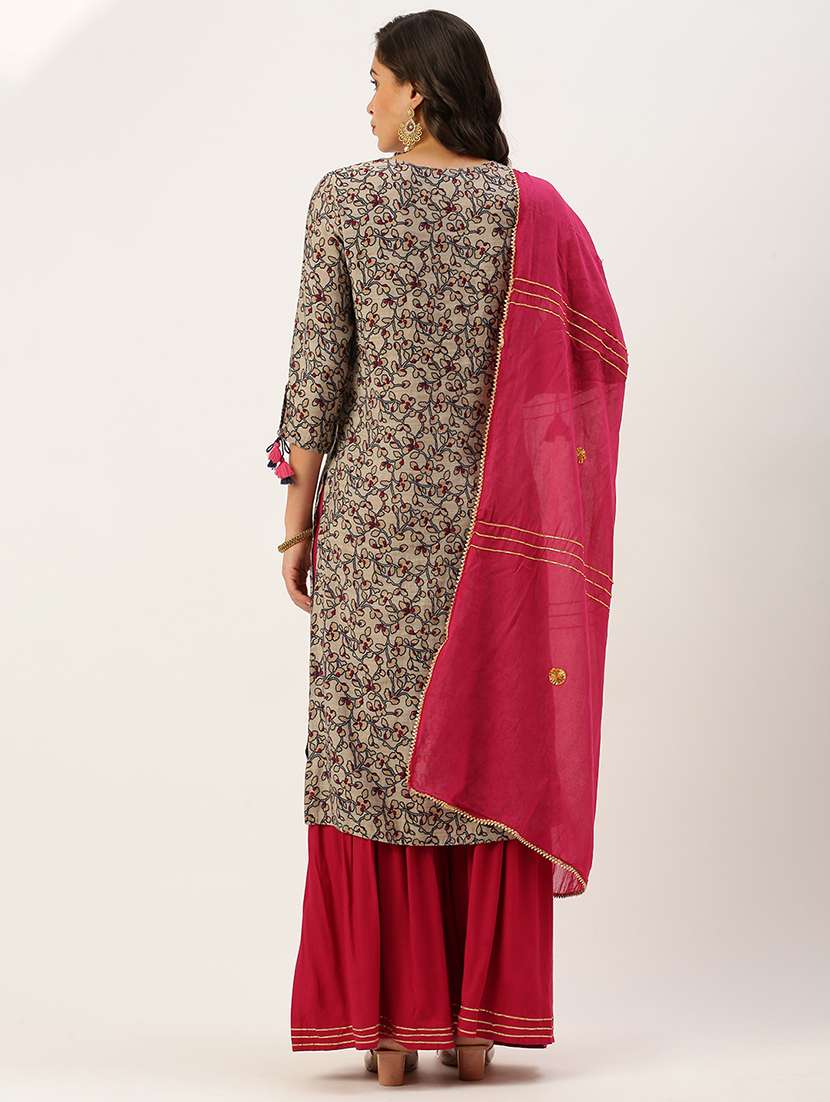 women floral kurta sharara set with dupatta - 18480970 -  Standard Image - 2