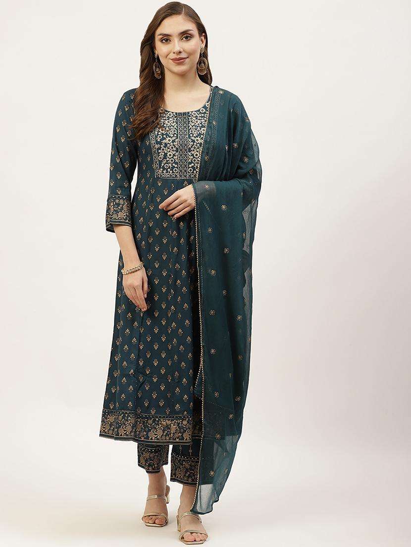 foil print kurta pant set with dupatta  - 18481106 -  Standard Image - 2