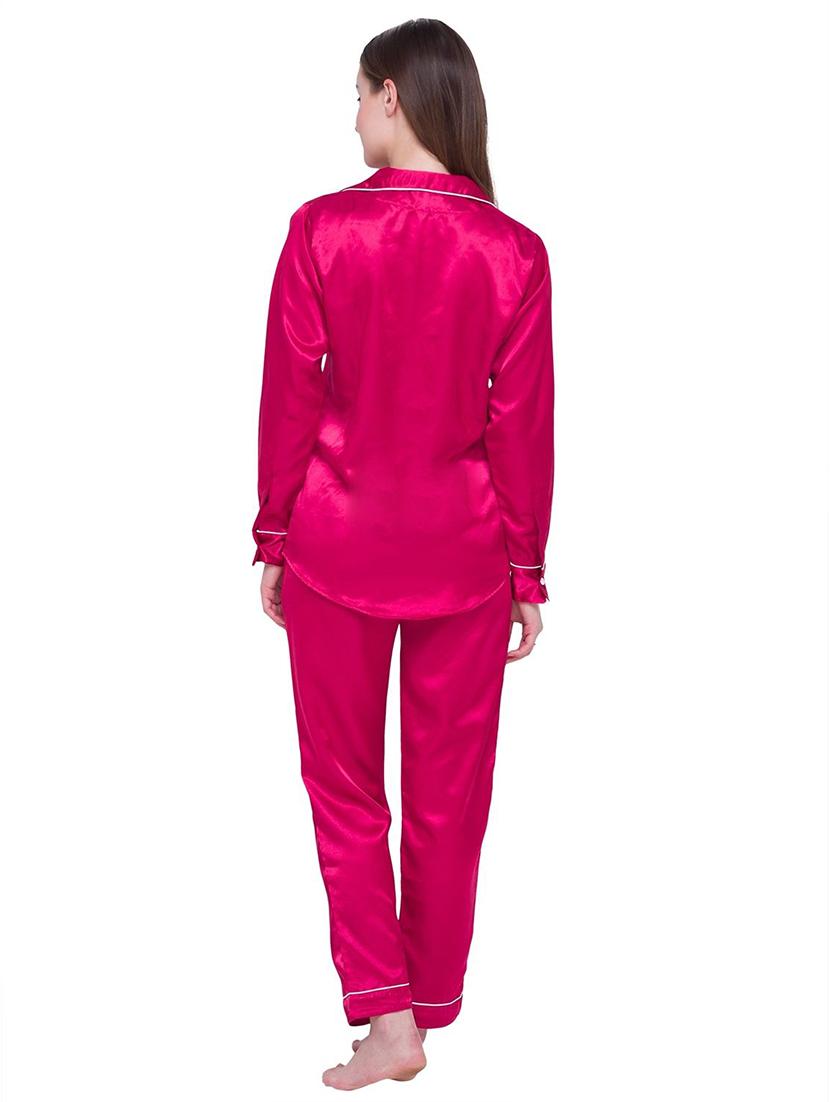 pink solid nightwear pajama set - 18481813 - Standard Image - 2