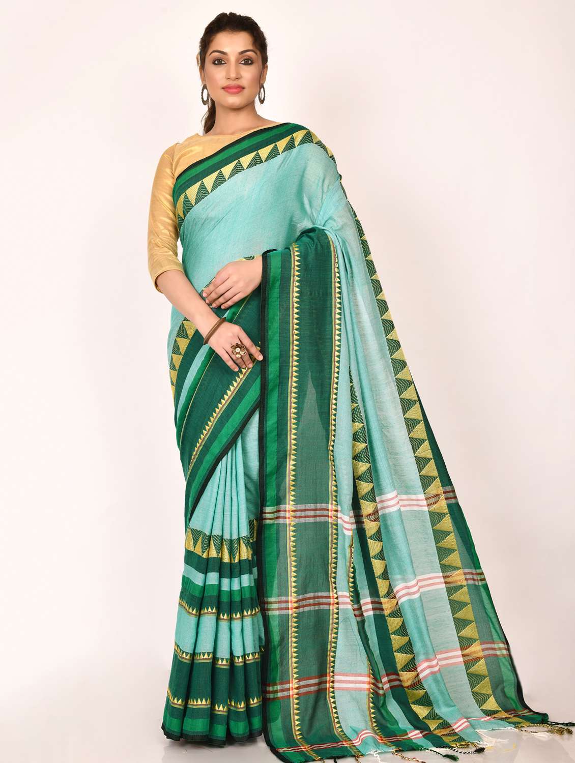 tassels detailed handloom saree with blouse
