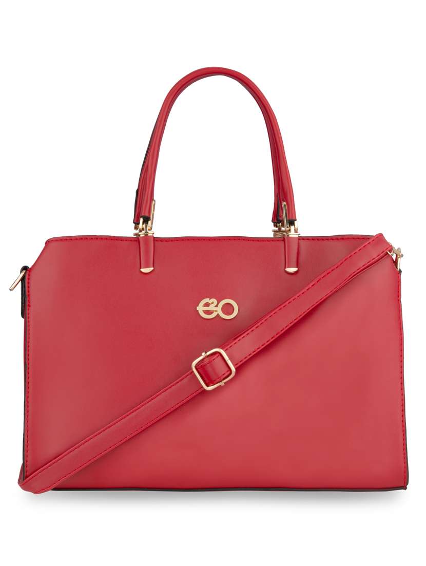 red solid regular handbag