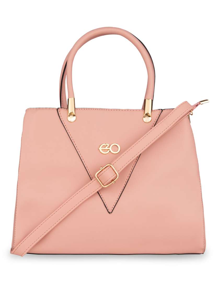 pink solid regular handbag