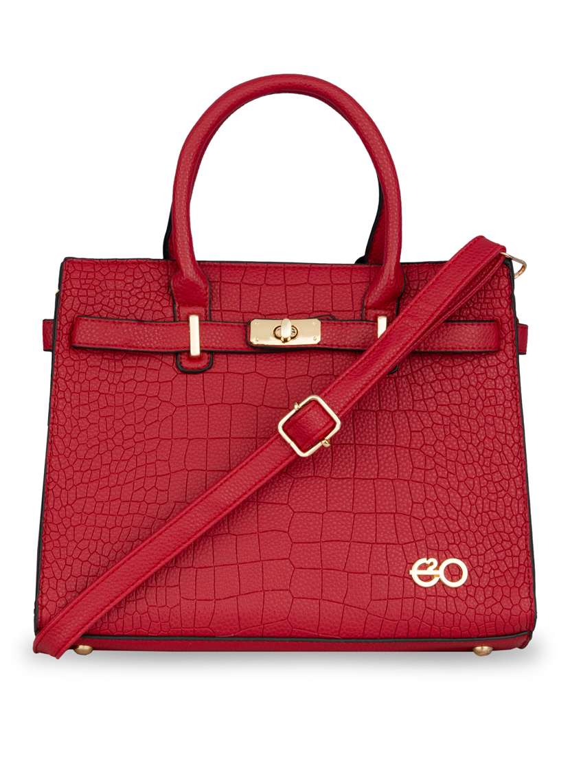 maroon textured regular handbag