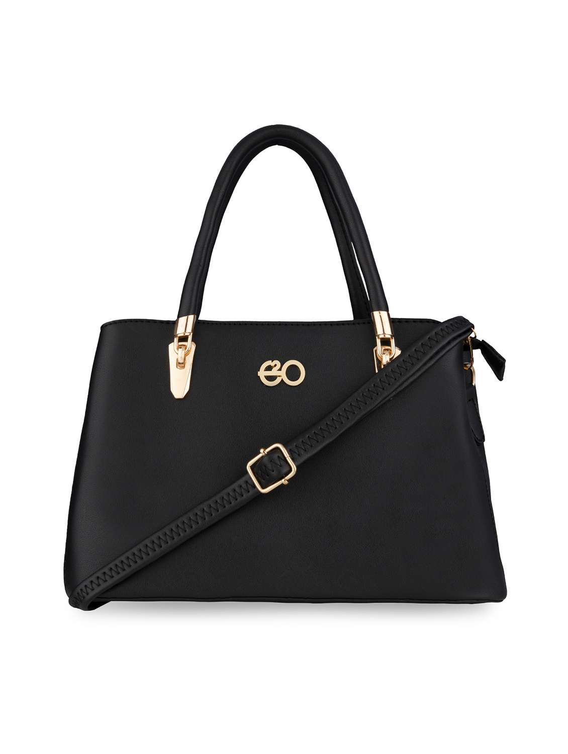 black solid regular handbag