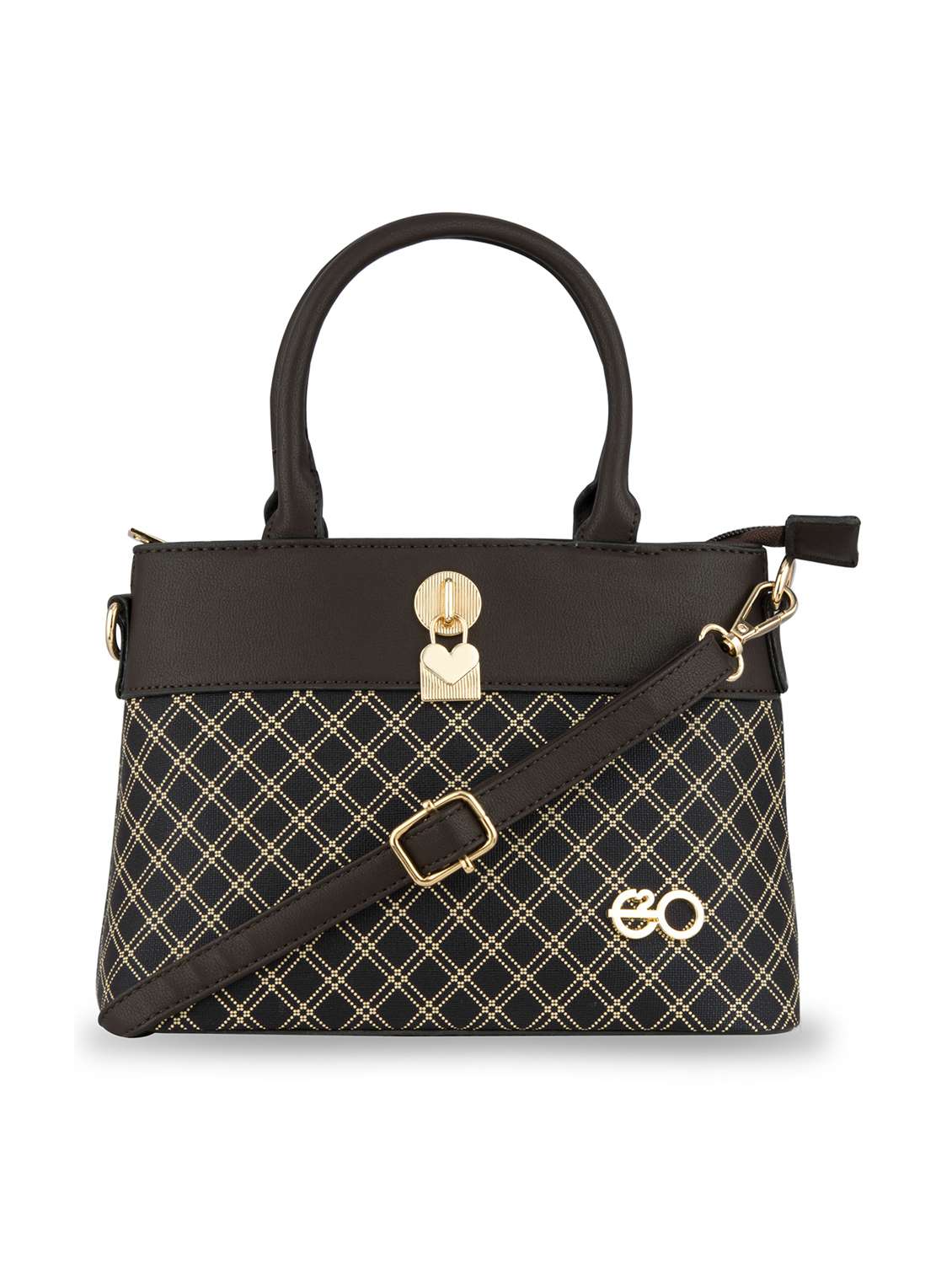 brown checkered regular handbag