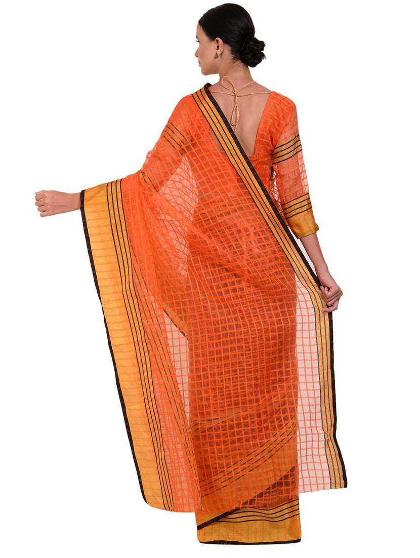 contrast bordered printed saree with blouse - 18482457 -  Standard Image - 2
