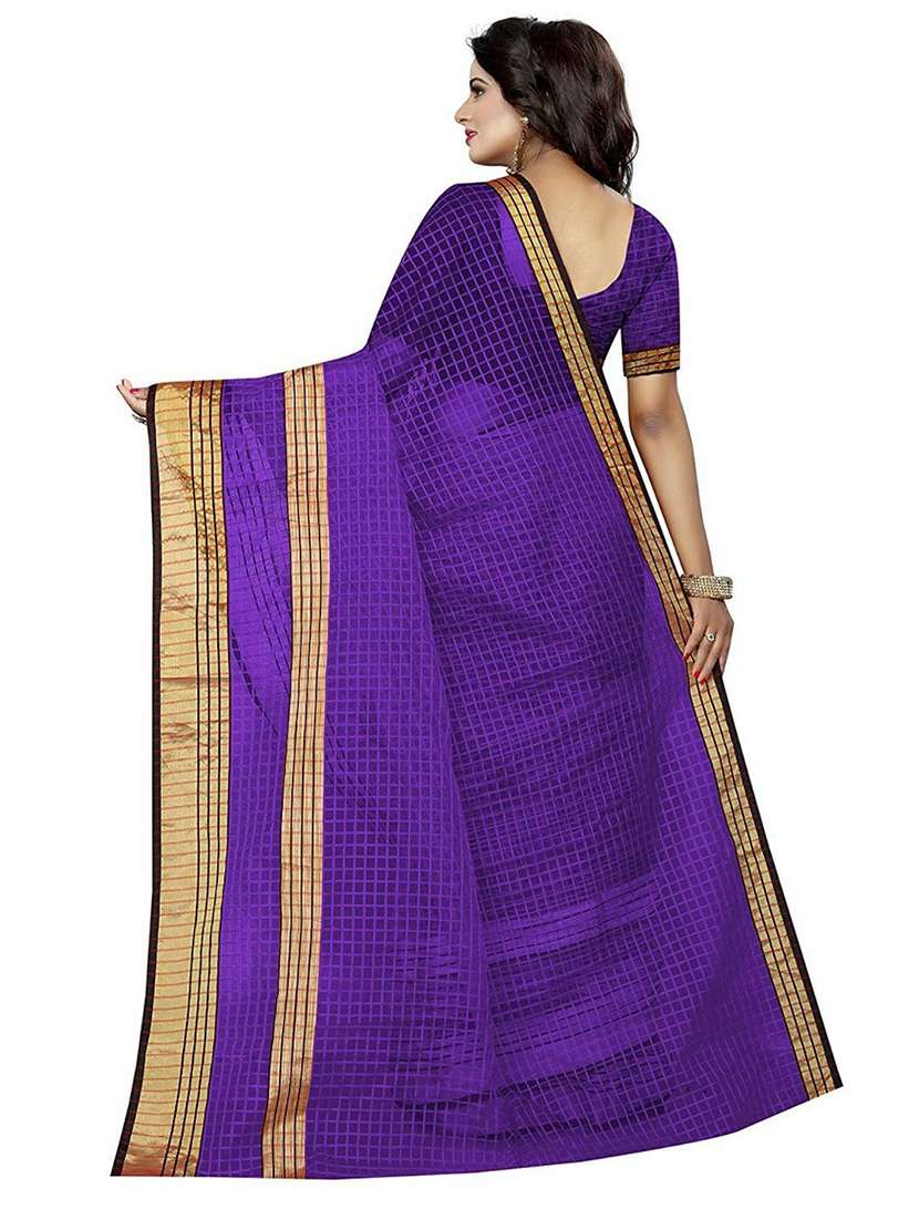 women's bordered purple colored saree with blouse - 18482768 -  Standard Image - 2