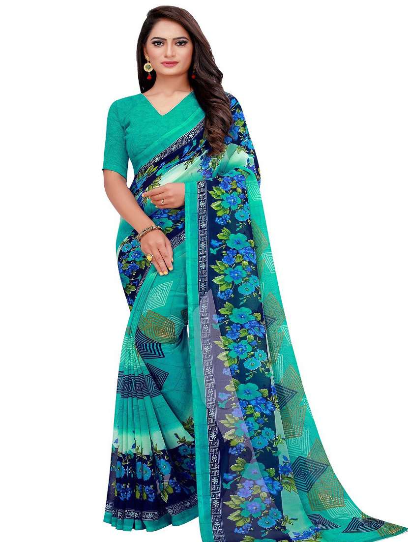 women's floral multi colored saree with blouse