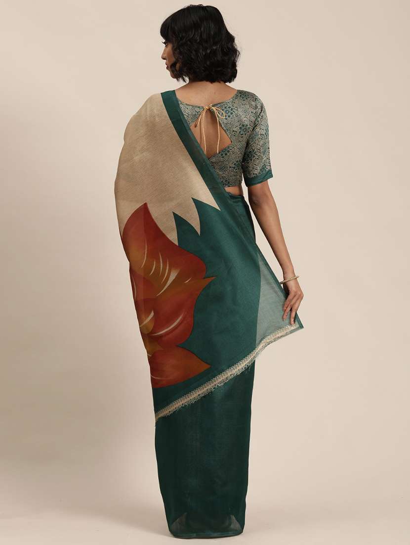 women's printed green colored saree with blouse - 18487737 -  Standard Image - 2