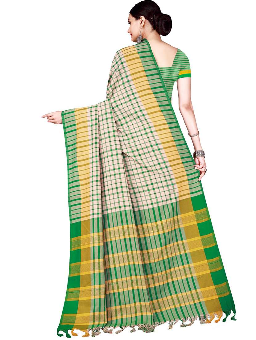 tassel detailed checkered saree with blouse - 18487915 -  Standard Image - 2