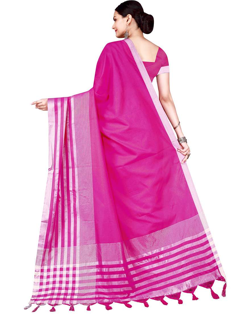 tassel detailed striped saree with blouse - 18487916 - Standard Image - 2
