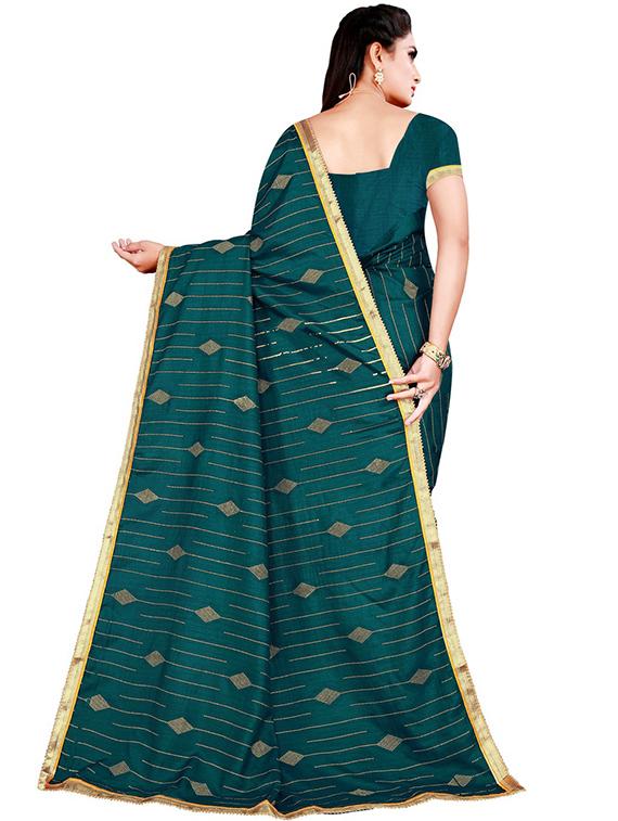 teal printed saree with blouse - 18488007 - Standard Image - 2