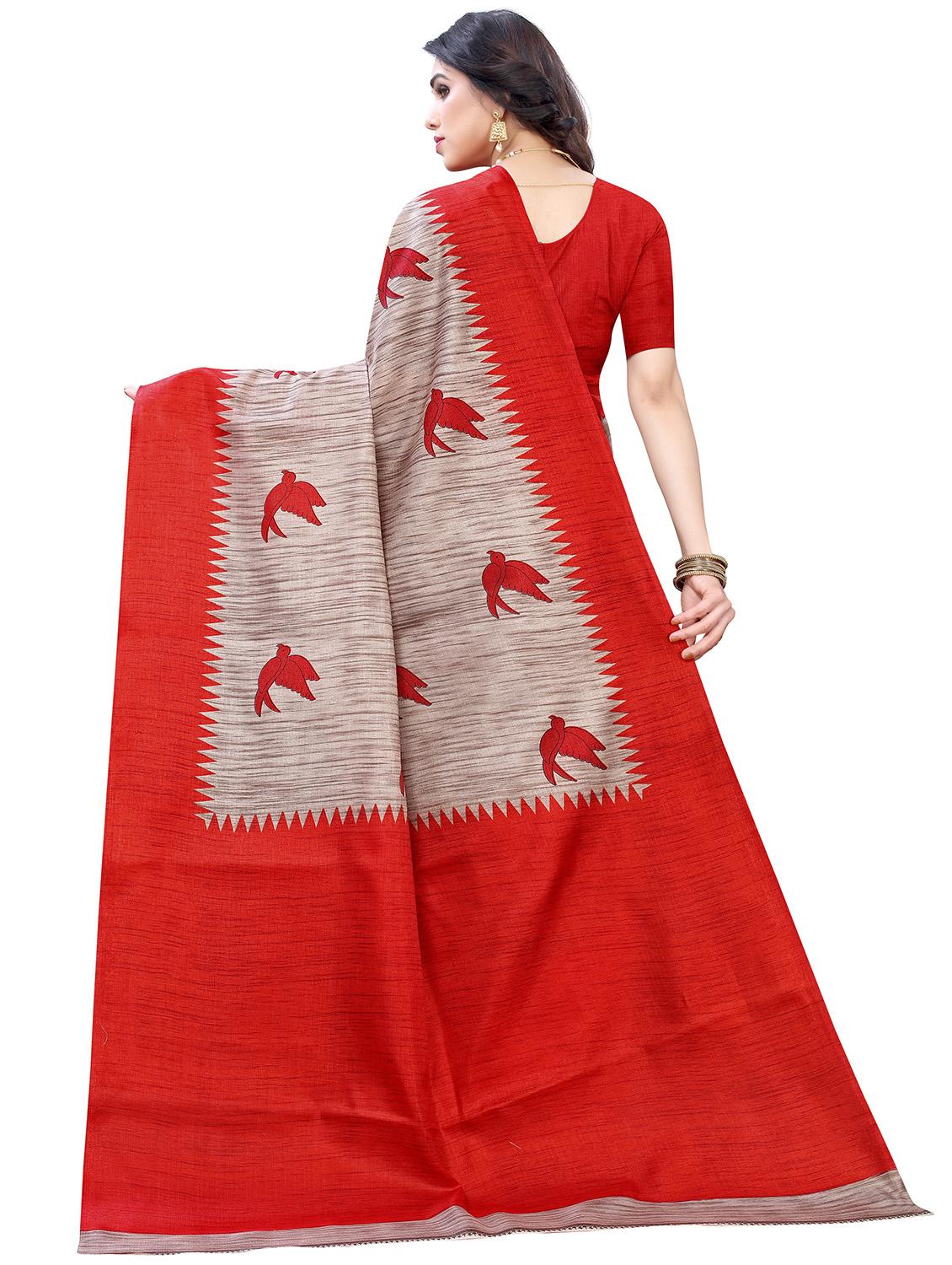 conversational printed saree with blouse - 18488014 - Standard Image - 2