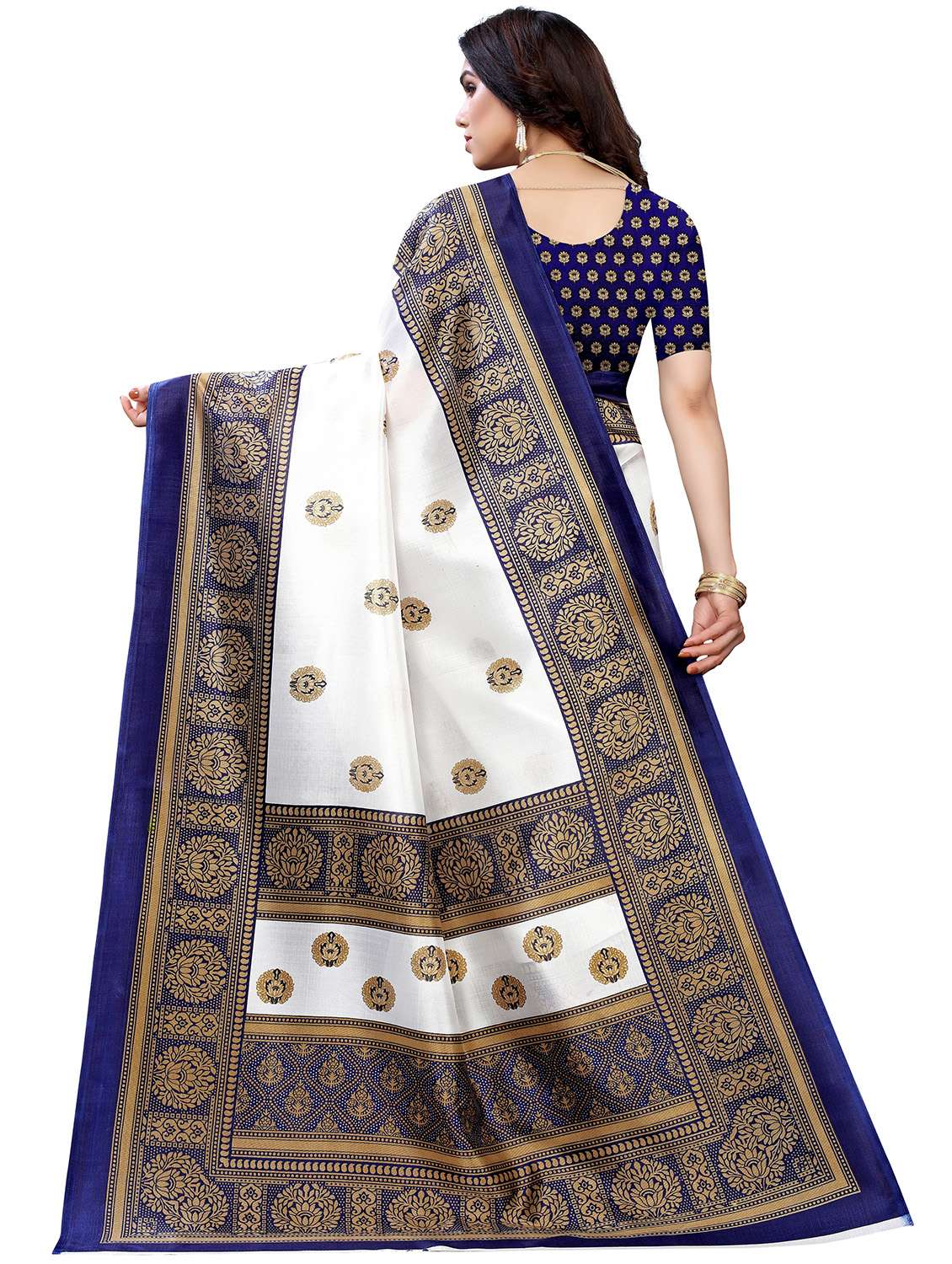 women's self design white colored saree with blouse - 18488125 - Standard Image - 2