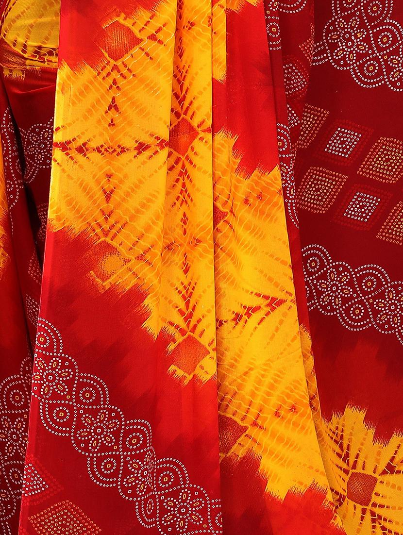 bandhani printed saree with blouse - 18488511 - Standard Image - 2