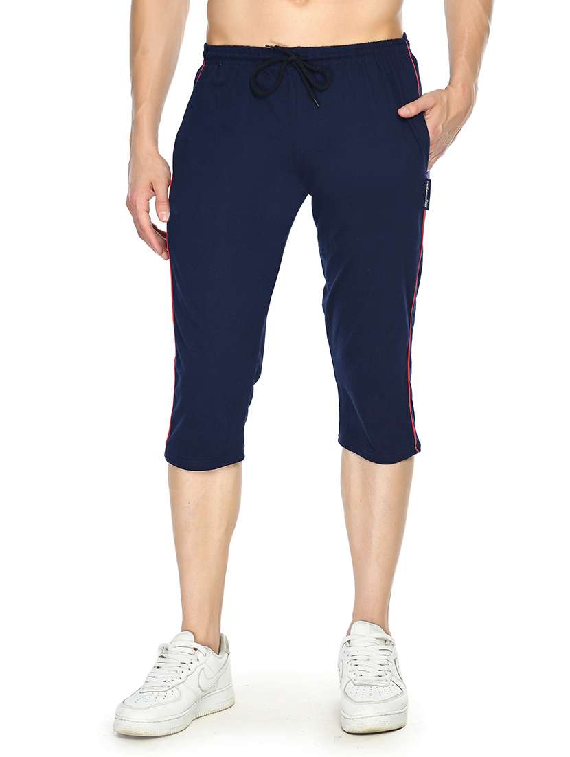 navy blue solid three fourth