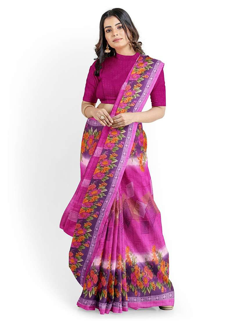 floral printed saree with blouse