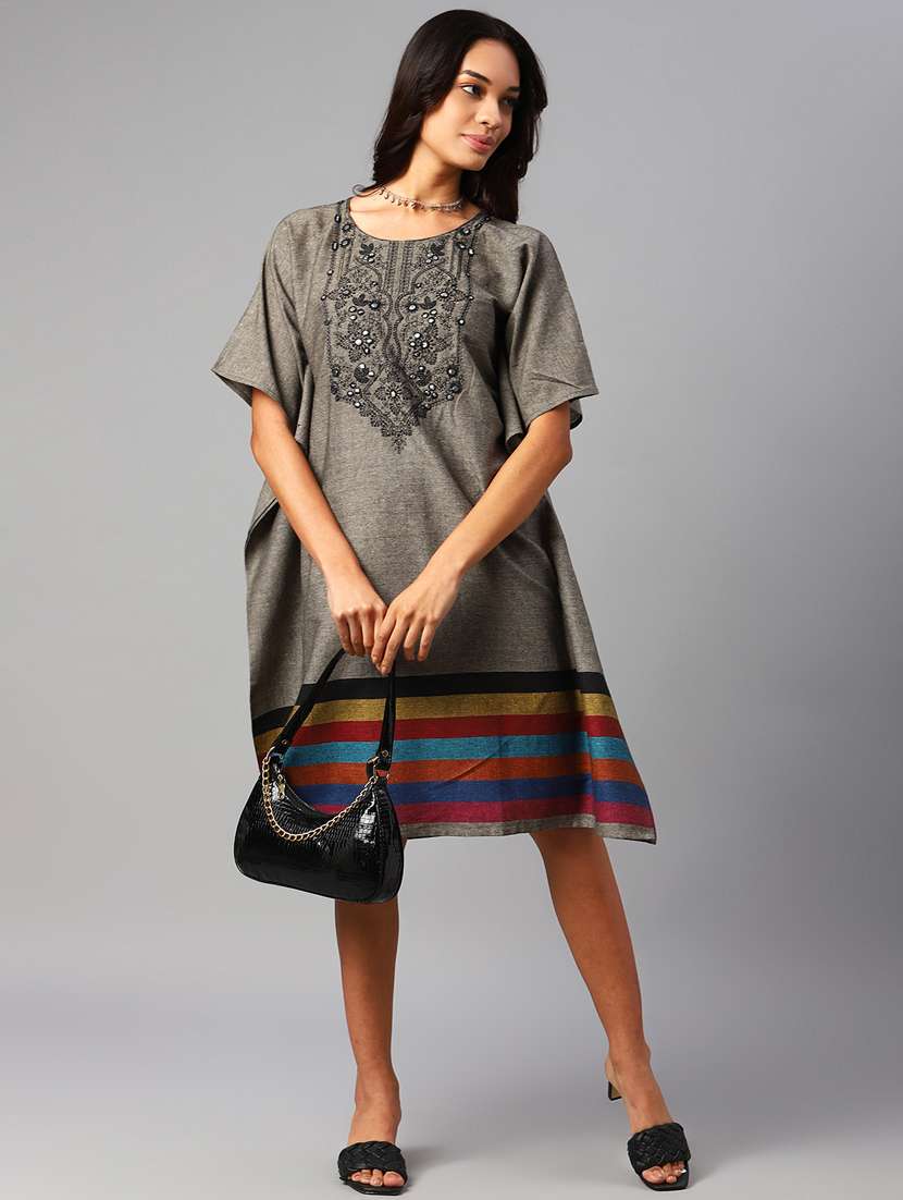 round neck printed kaftan dress