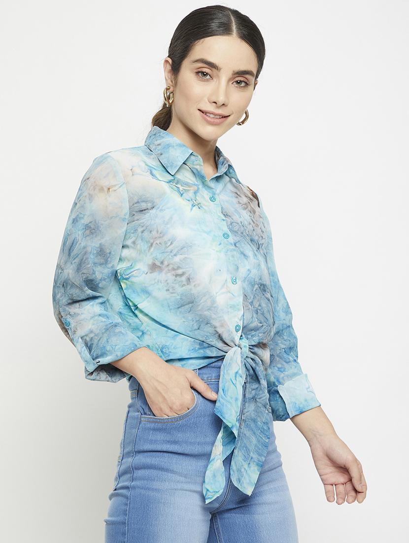 tie front tie & dye shirt - 18499094 - Standard Image - 2