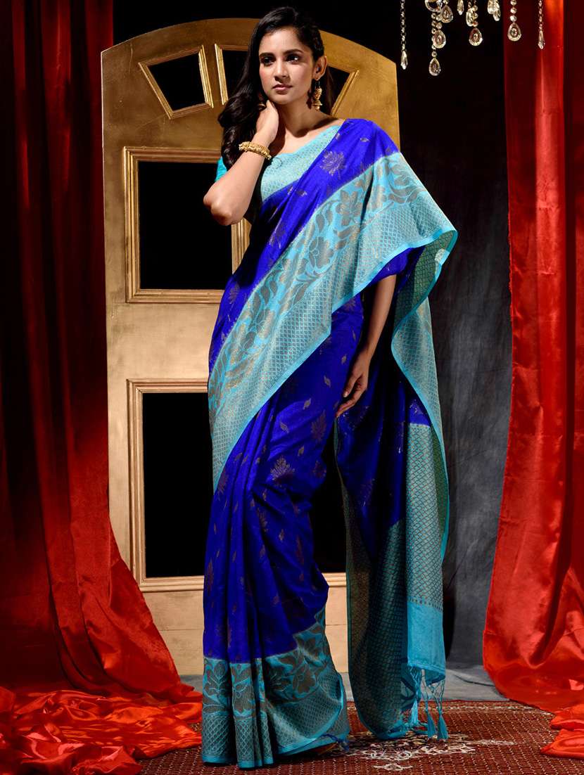 self design woven saree