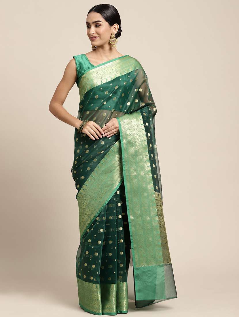 self design woven saree