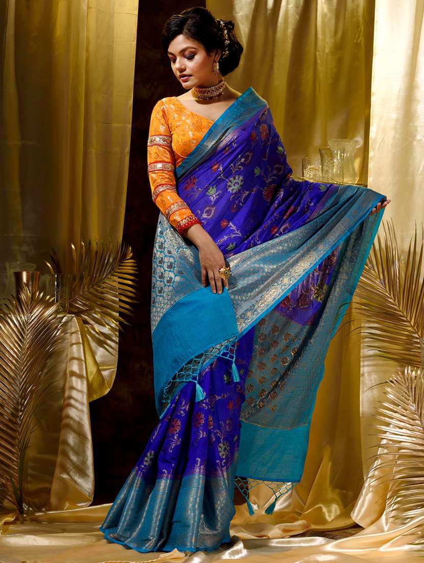 tassels detailed woven saree