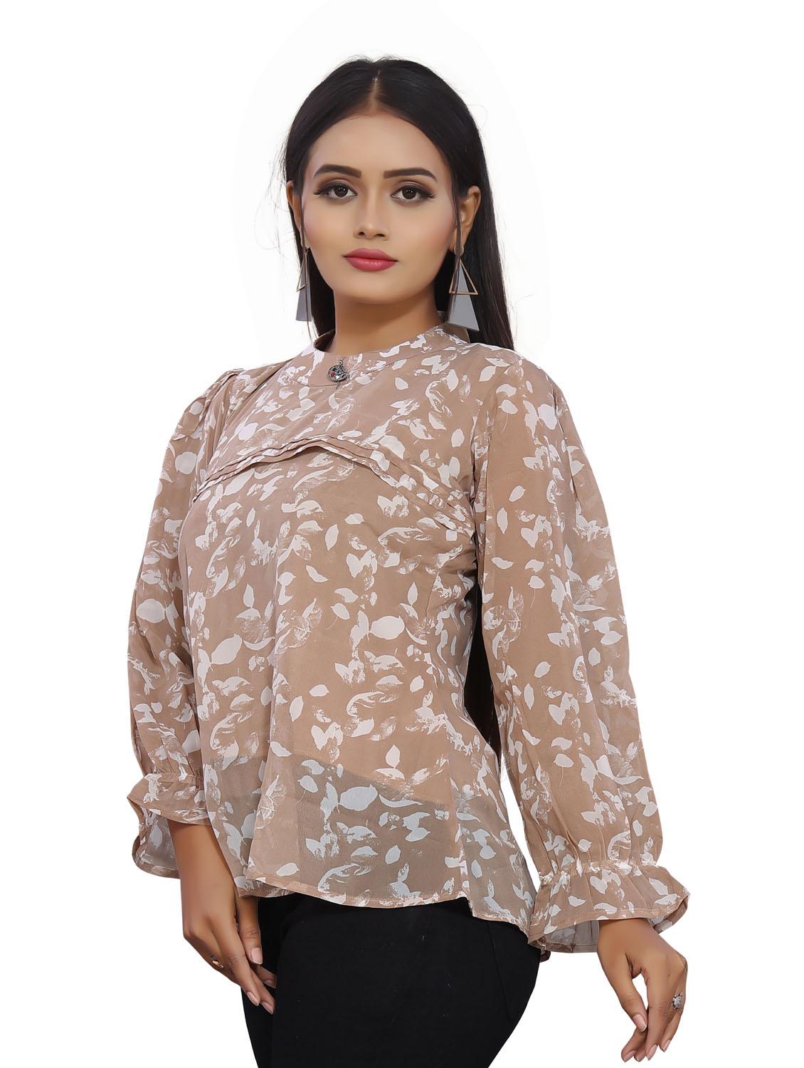 mock neck printed top - 18499546 - Standard Image - 2