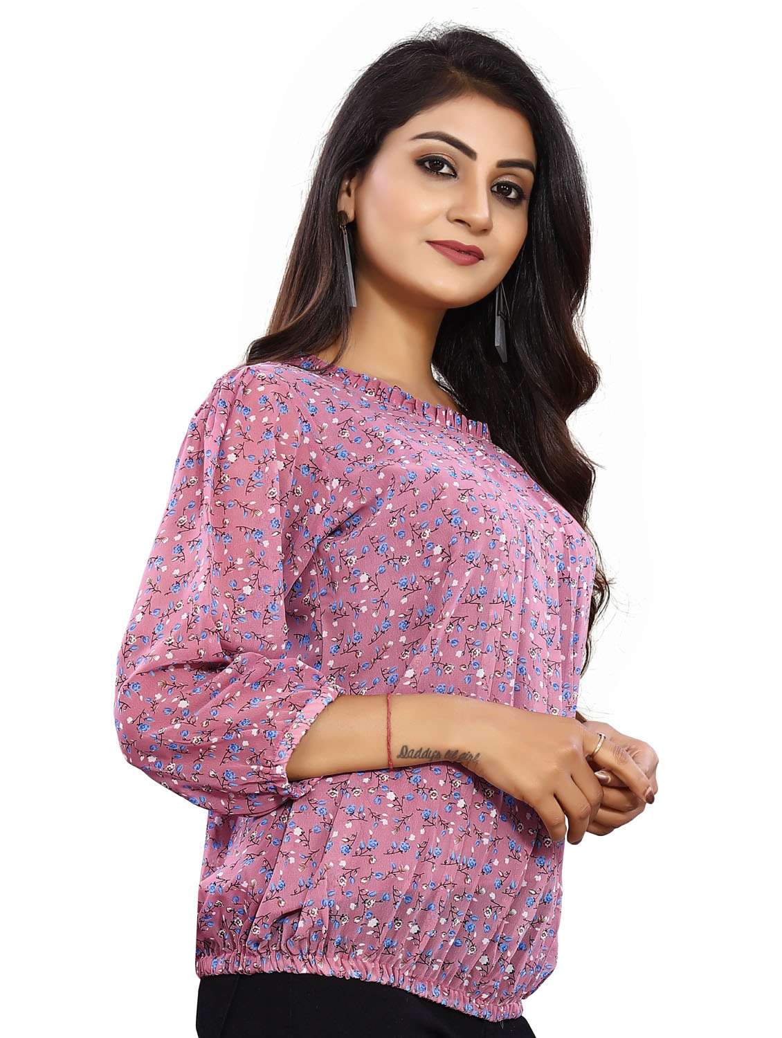 women's blouson round neck top - 18499554 -  Standard Image - 2