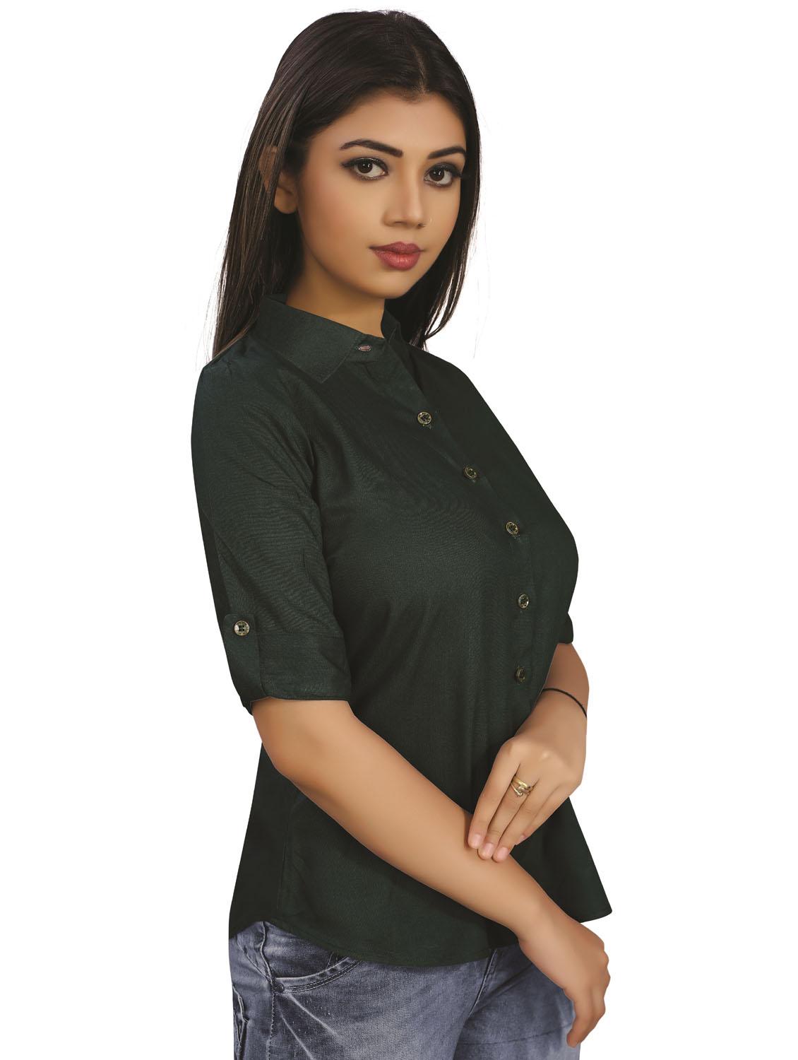 mandarin neck solid regular shirt - 18499573 - Standard Image - 2