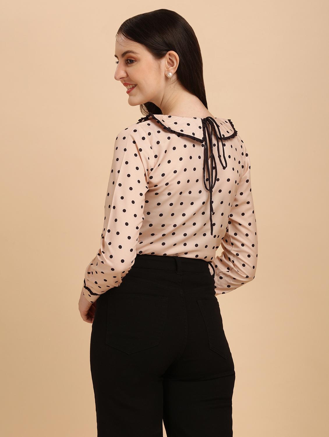 peter pan neck printed top - 18499966 - Standard Image - 2