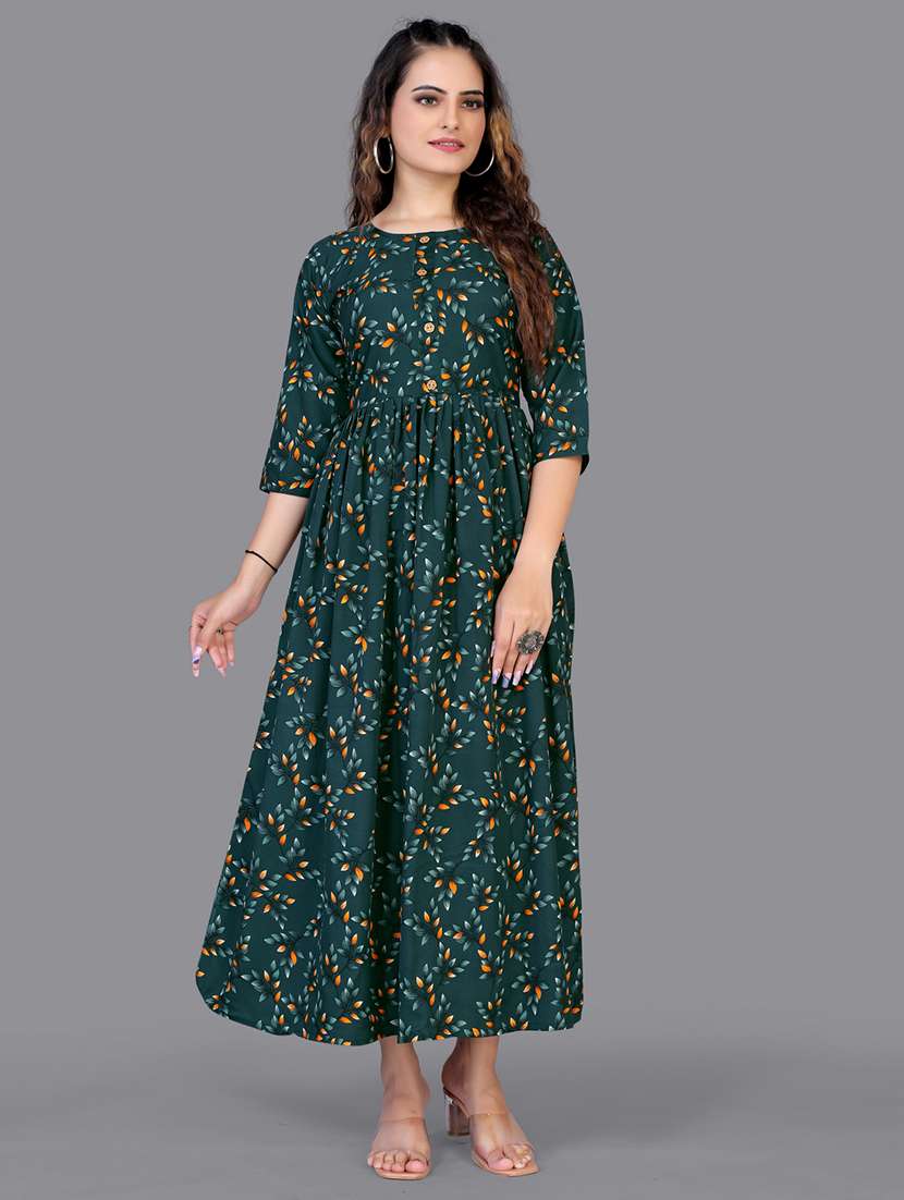 printed flare ethnic dress