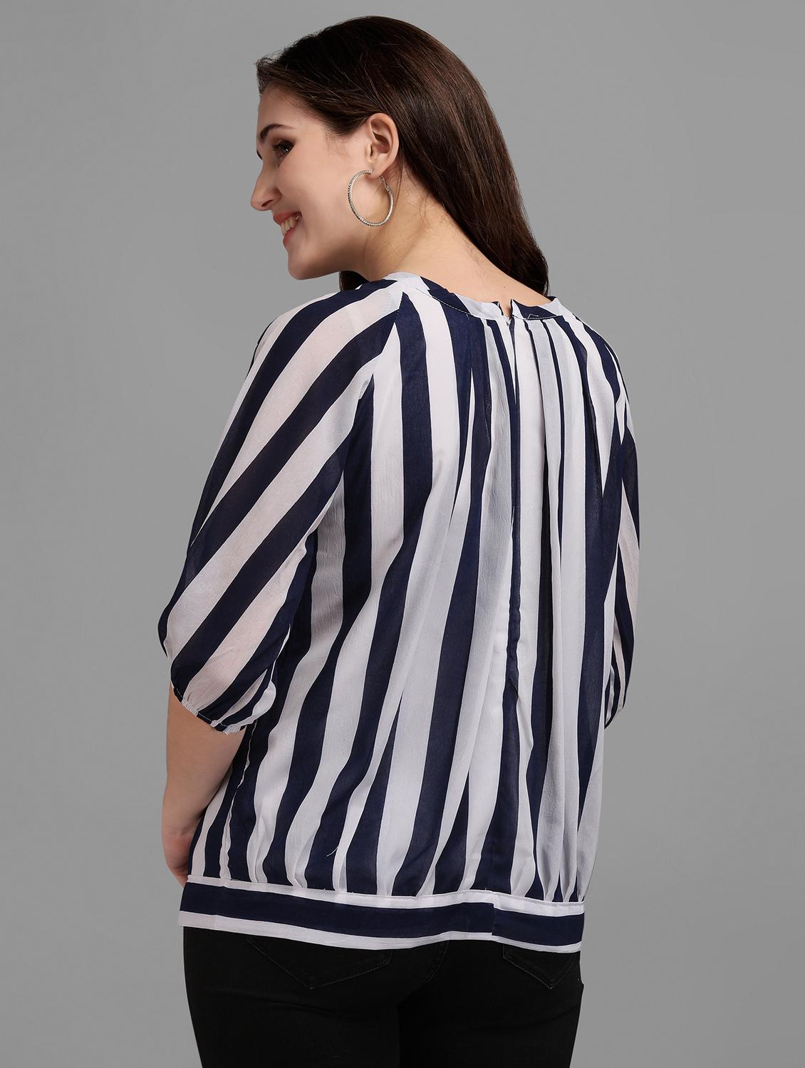 tie front striped regular top - 18500197 - Standard Image - 2