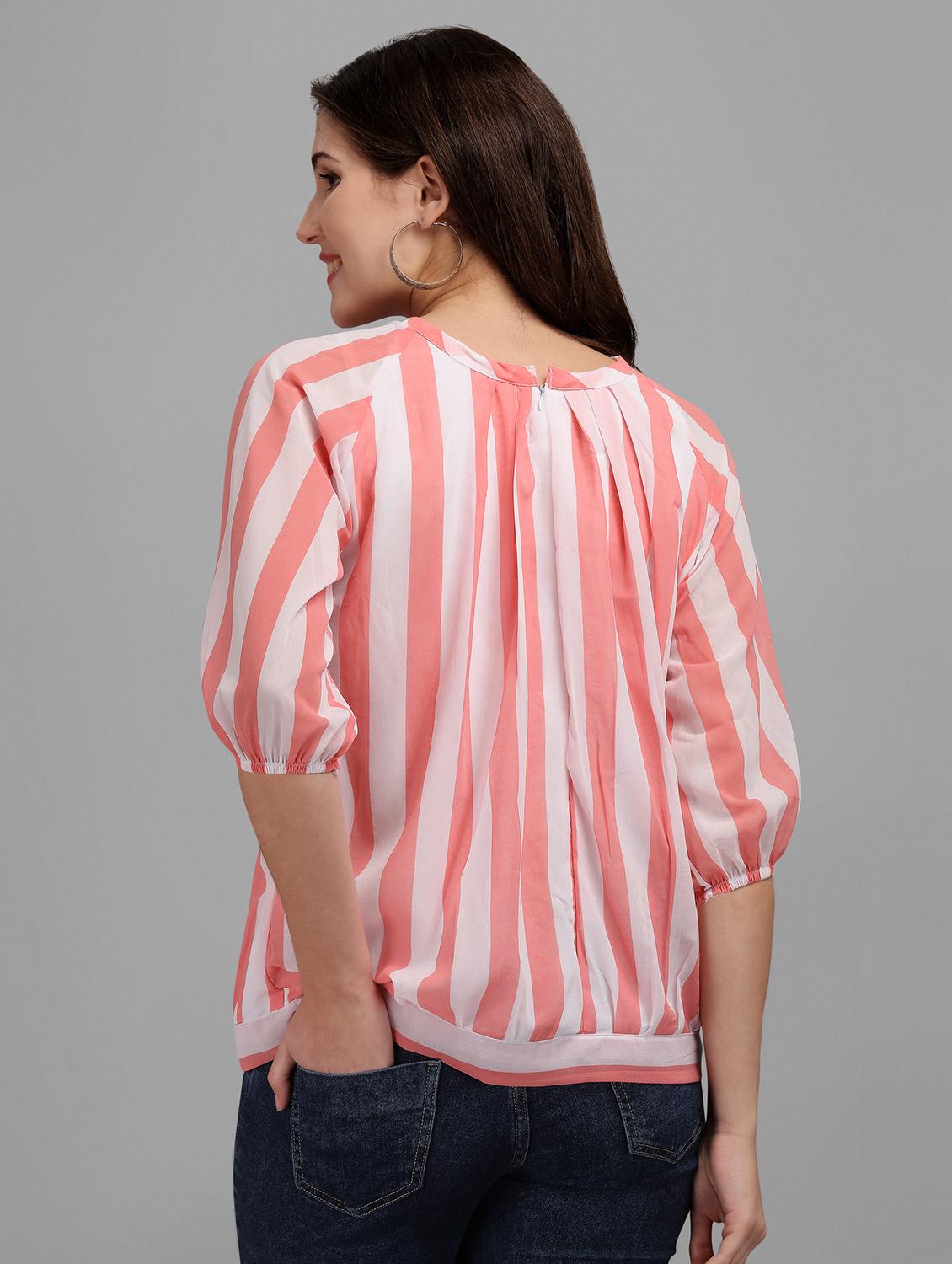 tie front striped regular top - 18500199 - Standard Image - 2
