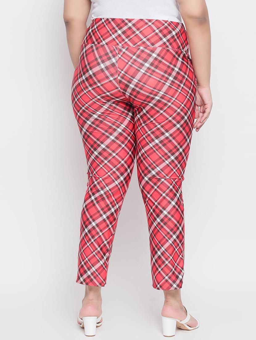 pink checkered plus size trouser - 18500214 - Standard Image - 2