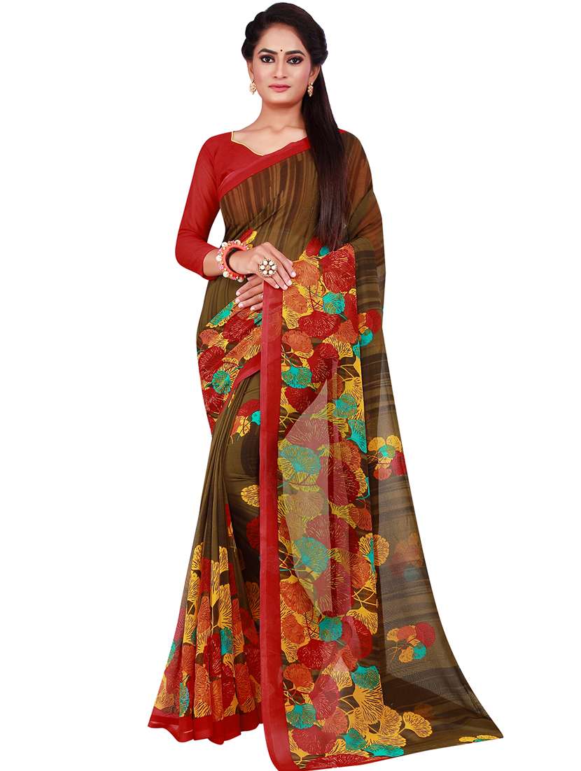 pack of 2 printed sarees with blouse - 18500686 -  Standard Image - 2