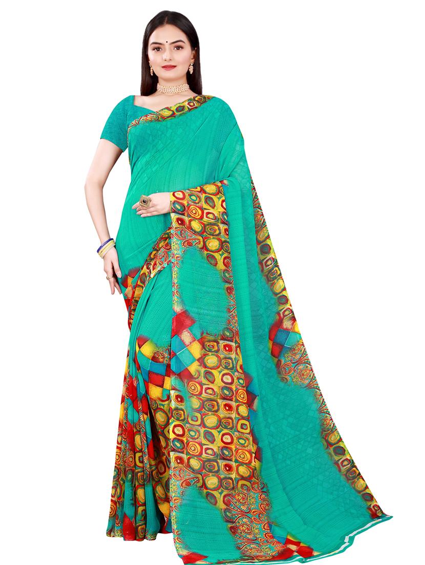 women's printed multi colored saree with blouse - 18500783 - Standard Image - 2