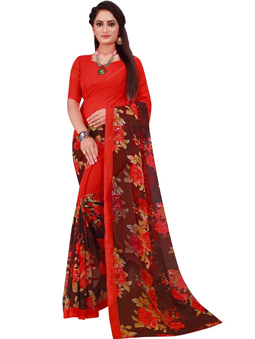 women's floral multi colored saree with blouse - 18500800 - Standard Image - 2