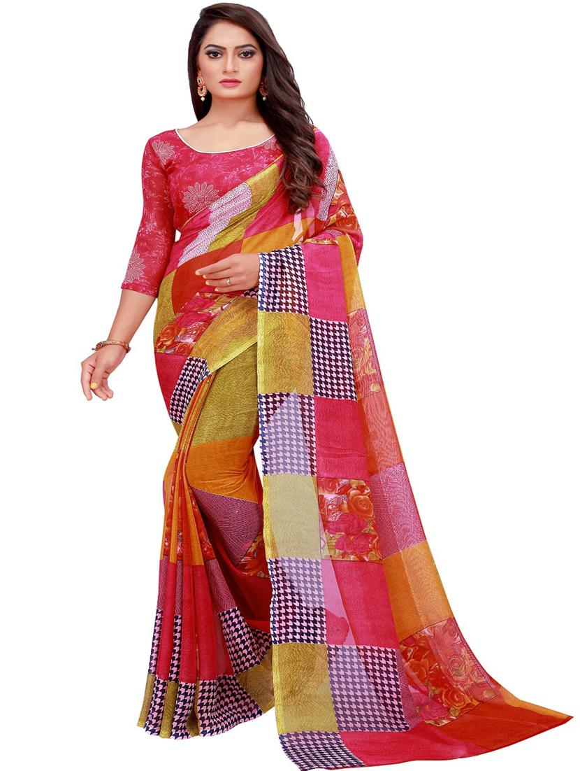 pack of 2 printed sarees - 18500909 - Standard Image - 2