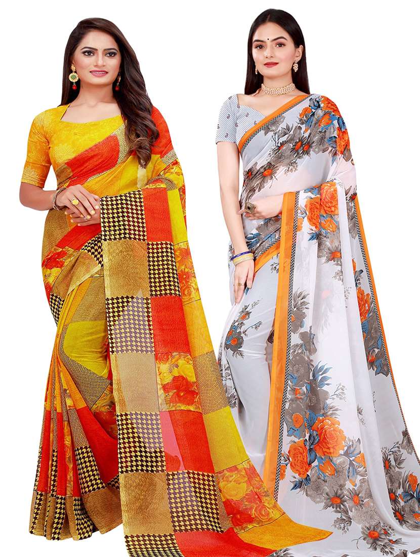 women's floral multi colored saree with blouse